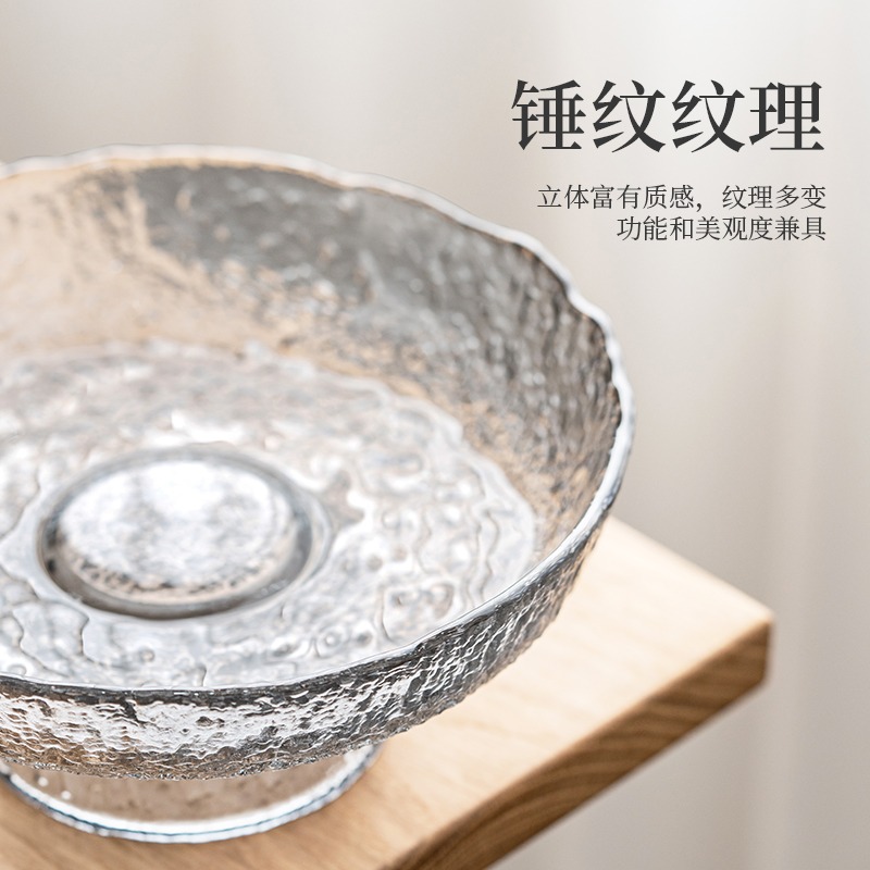 高腳玻璃果盤家用2021新款客廳茶幾擺件網紅輕奢新年糖果零食盤-細節圖4