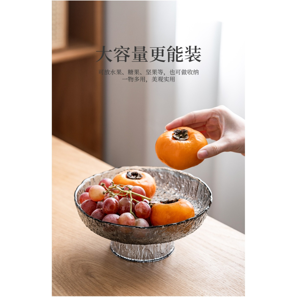 高腳玻璃果盤家用2021新款客廳茶幾擺件網紅輕奢新年糖果零食盤-細節圖7