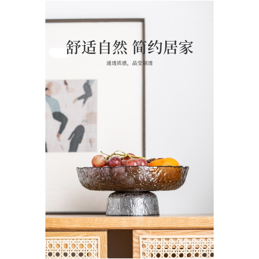 高腳玻璃果盤家用2021新款客廳茶幾擺件網紅輕奢新年糖果零食盤-細節圖8