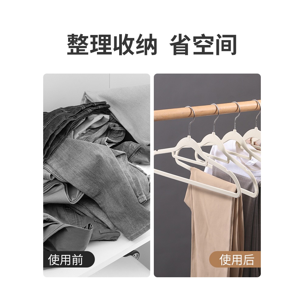 肩無痕植絨掛衣架家用防滑衣櫃架子幹濕兩用整理師專用收納衣撐子-細節圖2