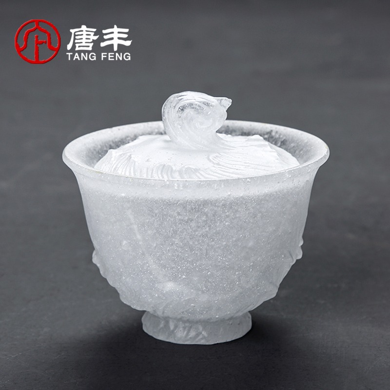 唐豐琉璃三才蓋碗茶杯家用功夫泡茶碗單個手抓碗大號八寶碗冰凍燒-細節圖2