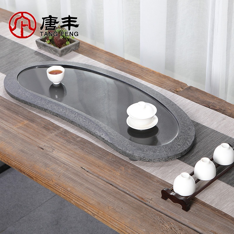 唐豐烏金石茶盤鏡面拋光石託盤整塊幹泡盤家居辦公簡約茶臺190195-細節圖5