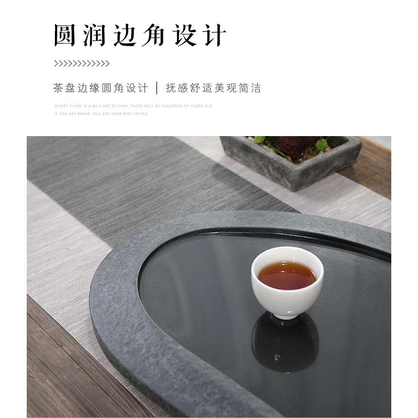 唐豐烏金石茶盤鏡面拋光石託盤整塊幹泡盤家居辦公簡約茶臺190195-細節圖10