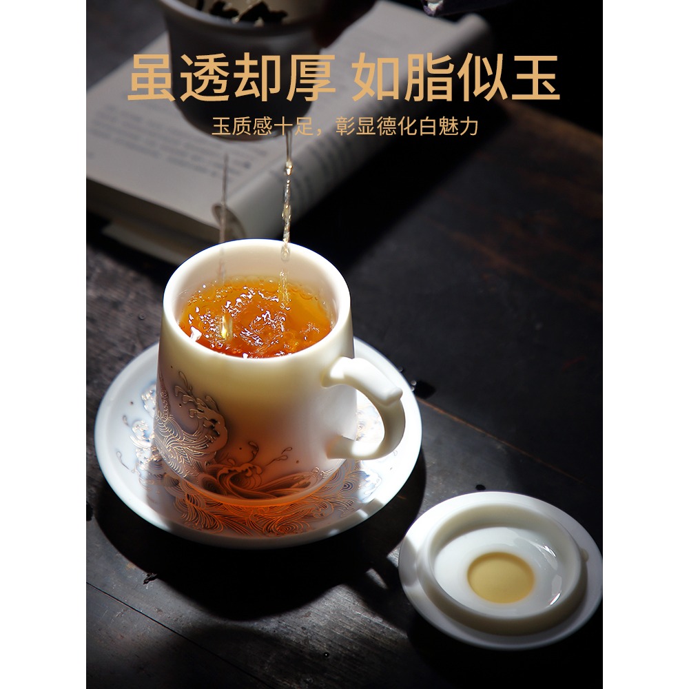 唐豐德化白瓷茶杯家用過濾個人杯陶瓷辦公馬克杯單個禮盒裝190292-細節圖4