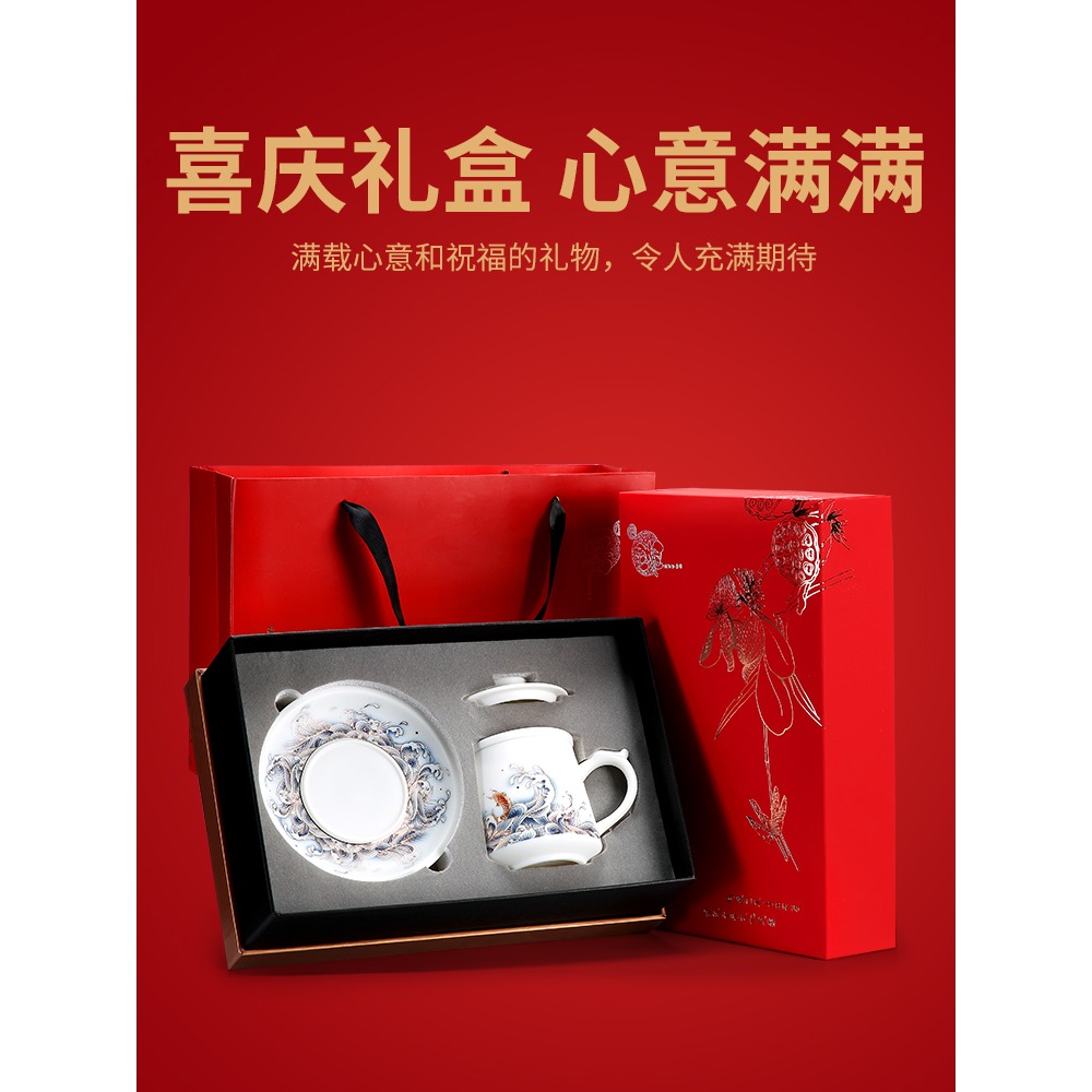 唐豐德化白瓷茶杯家用過濾個人杯陶瓷辦公馬克杯單個禮盒裝190292-細節圖5