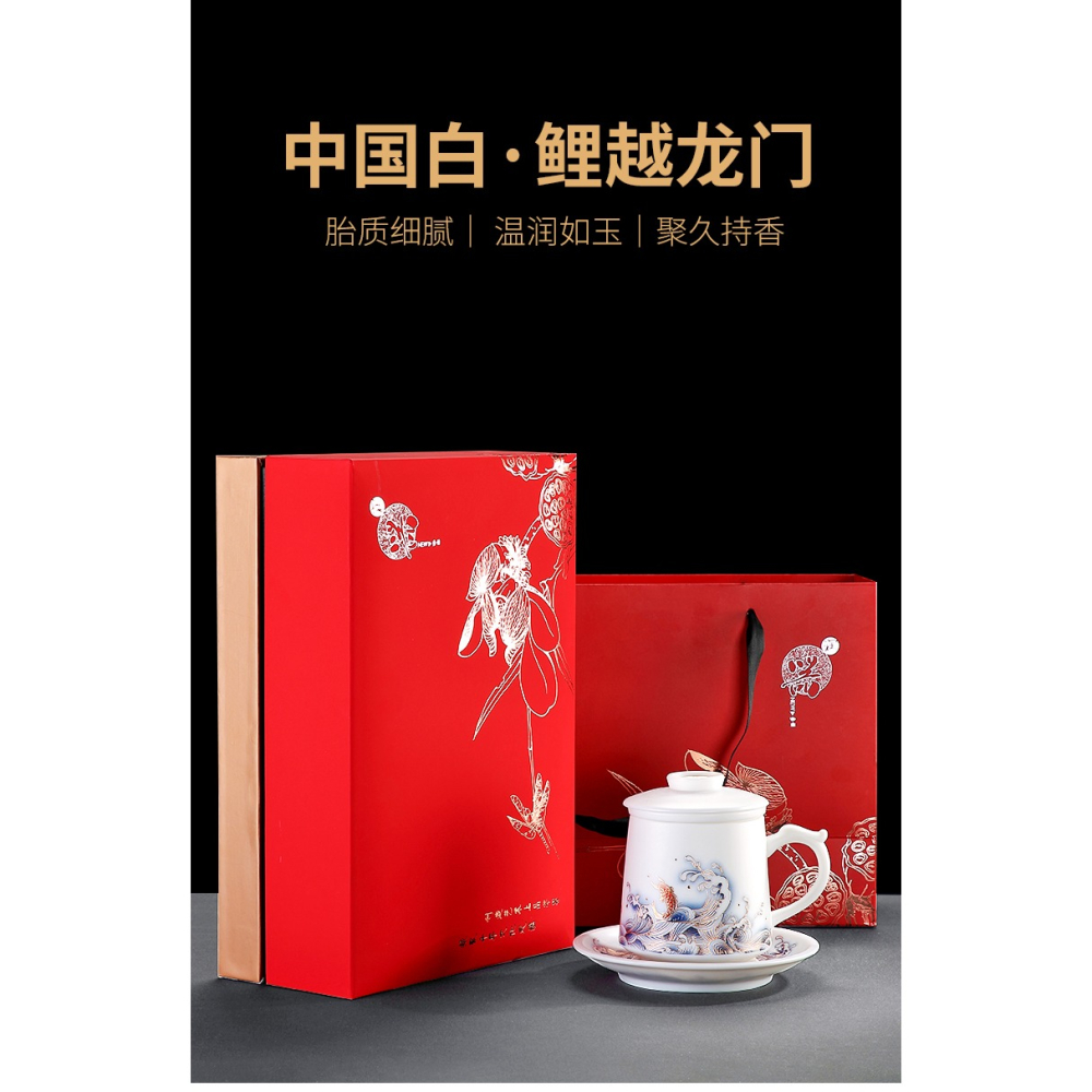 唐豐德化白瓷茶杯家用過濾個人杯陶瓷辦公馬克杯單個禮盒裝190292-細節圖6