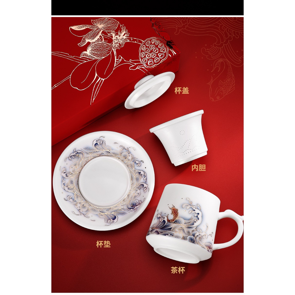 唐豐德化白瓷茶杯家用過濾個人杯陶瓷辦公馬克杯單個禮盒裝190292-細節圖8