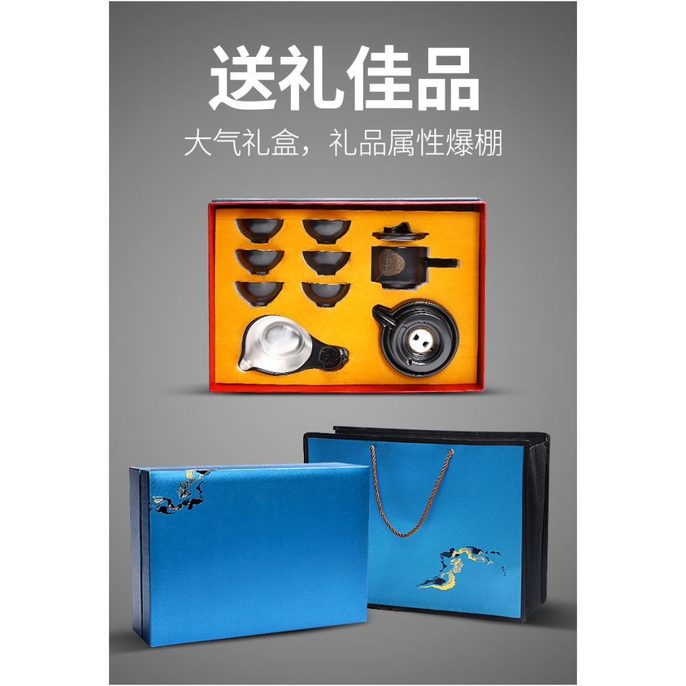 唐豐鎏銀自動茶具禮盒家用懶人石磨復古功夫泡茶器過濾旋轉茶壺A-細節圖10