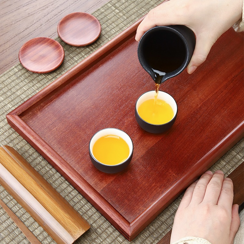 唐豐木質託盤家用功夫茶具收納盤長方形下午茶餐具水果盤歐式A-細節圖4