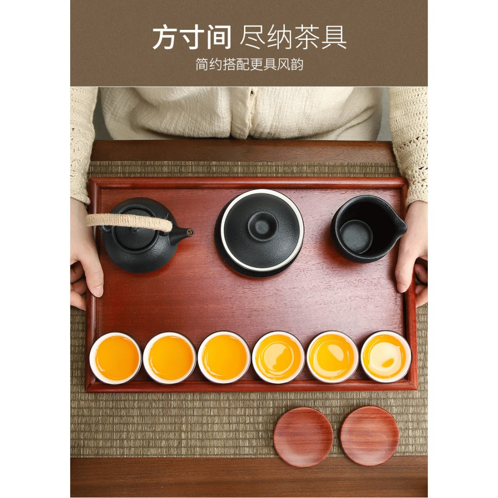 唐豐木質託盤家用功夫茶具收納盤長方形下午茶餐具水果盤歐式A-細節圖9