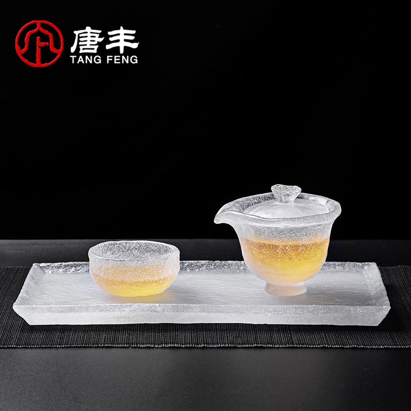 唐豐琉璃幹泡茶盤家用冰凍燒小號茶幾功夫茶具收納盤迷你長方茶海-細節圖2