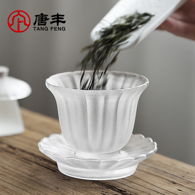 唐豐磨砂蓋碗茶杯單個家用琉璃功夫泡茶碗手抓三才碗大容量八寶碗-細節圖3
