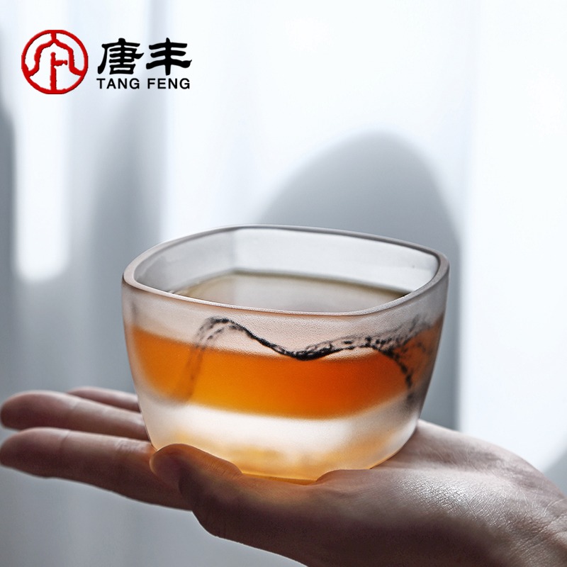 唐豐功夫茶主人杯家用琉璃磨砂品茗杯創意個性潮流四方喝茶小杯子-細節圖2
