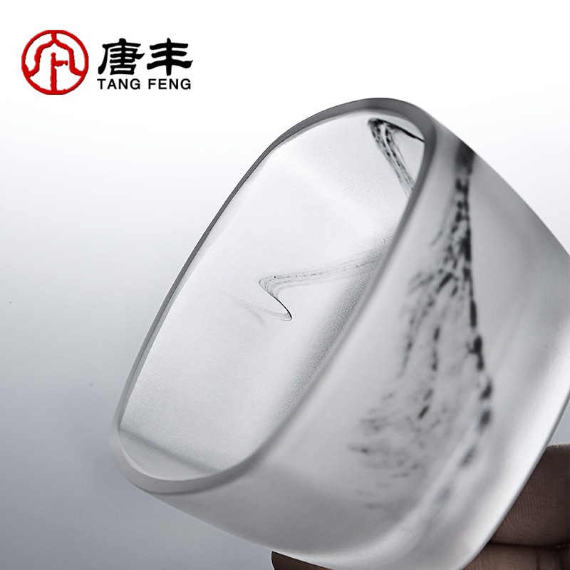 唐豐功夫茶主人杯家用琉璃磨砂品茗杯創意個性潮流四方喝茶小杯子-細節圖4