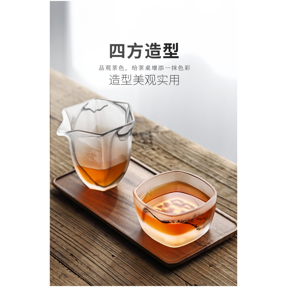 唐豐功夫茶主人杯家用琉璃磨砂品茗杯創意個性潮流四方喝茶小杯子-細節圖8