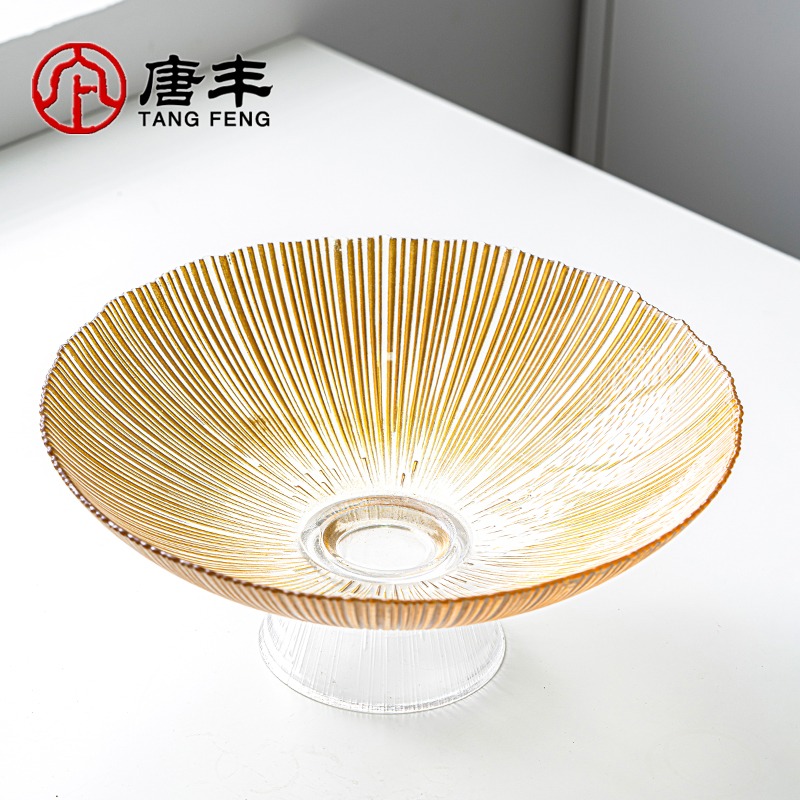 水果盤客廳家用簡約高腳玻璃沙拉碗北歐網紅茶幾擺件零食糖果盤-細節圖3