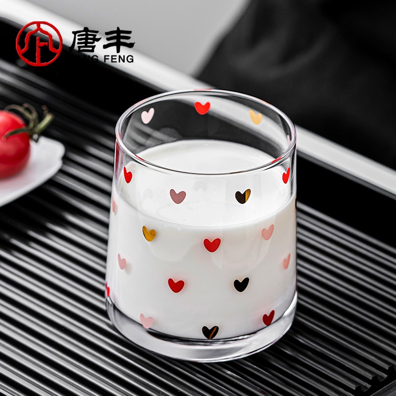 玻璃牛奶杯家用早餐杯女可愛夏天喝水杯ins茶杯網紅果汁杯咖啡杯-細節圖2