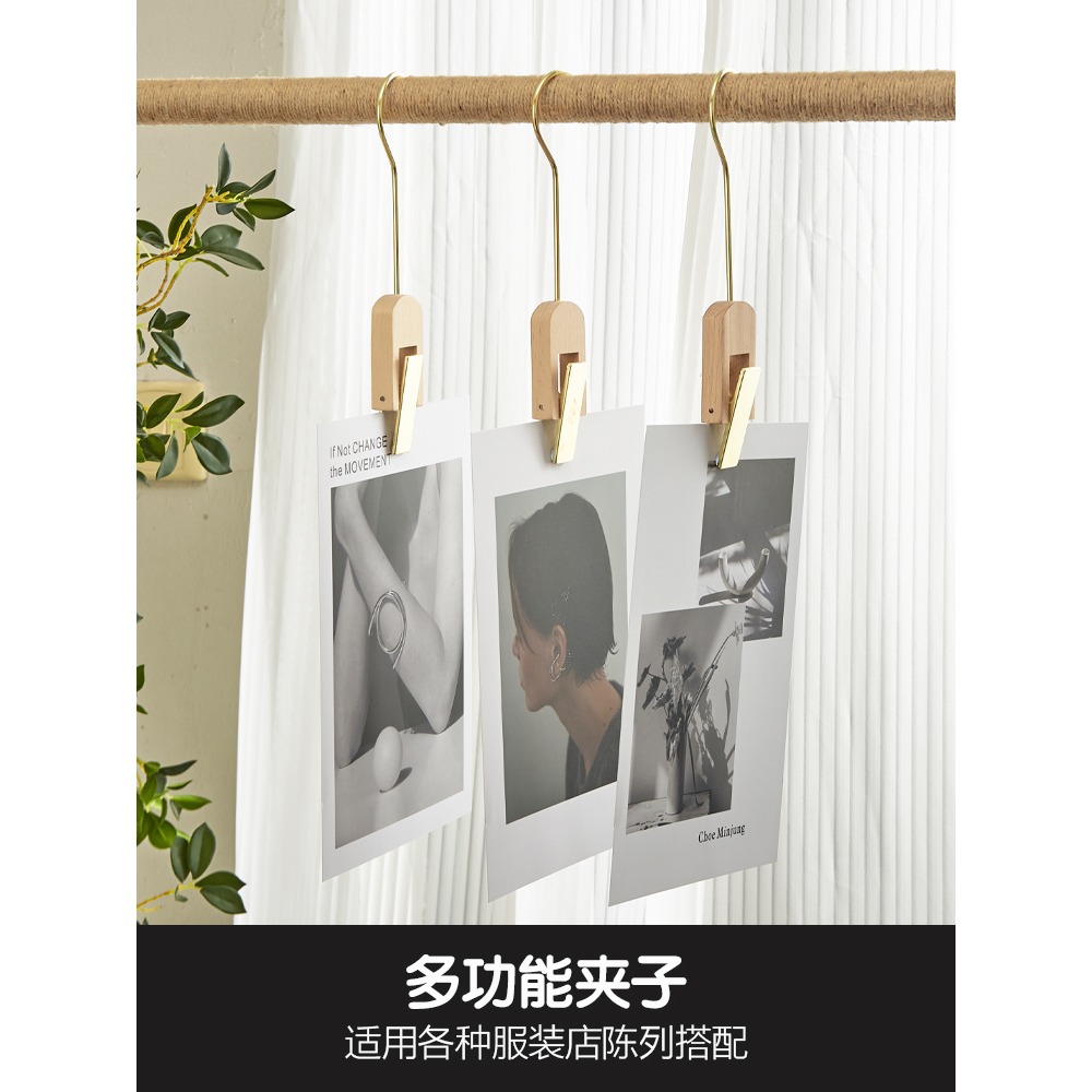 服裝店實木衣帽夾掛鉤夾子多功能掛圍巾帽子裝飾道具單夾旋轉掛鉤-細節圖2