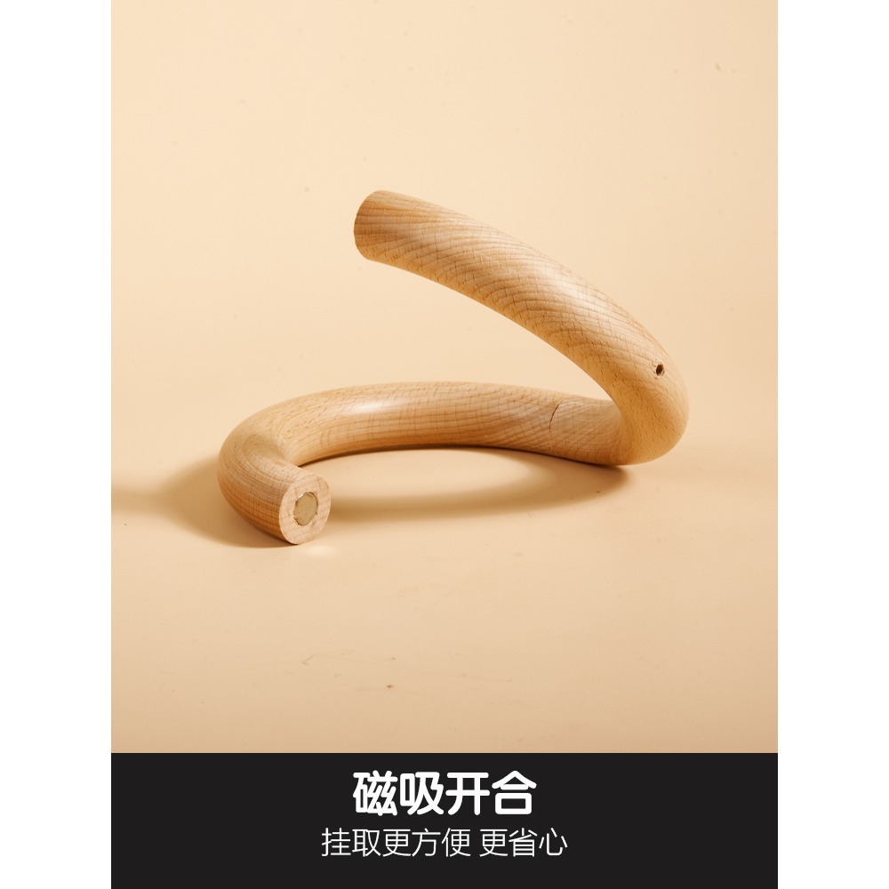 櫸木衣架服裝店專用實木圓環木圈創意女裝店掛圍巾包包原木圈木質-細節圖2