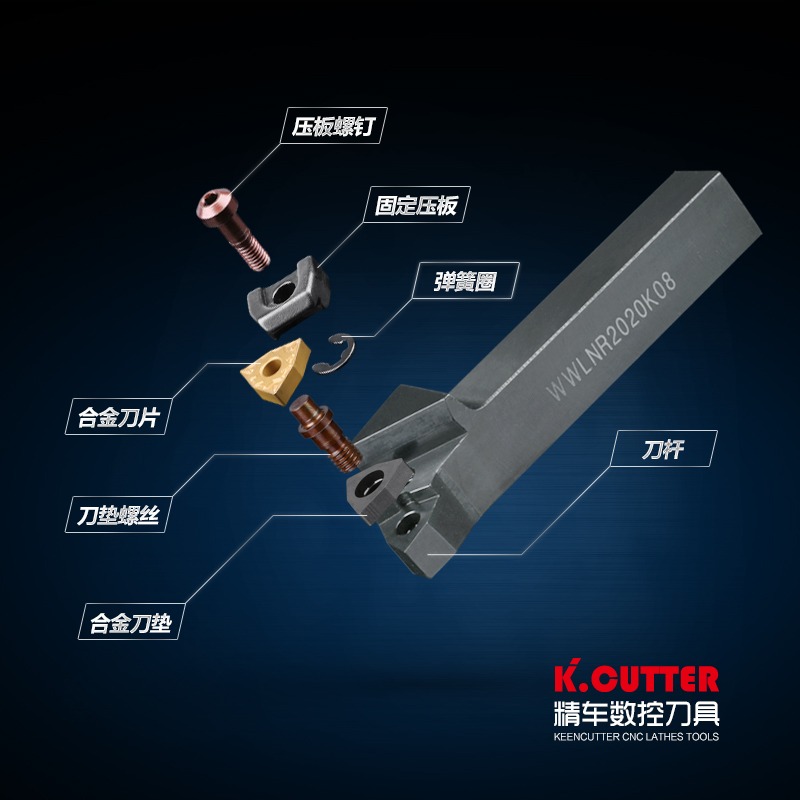 數控刀桿 外圓車刀WWLNRK08/2525M08車牀刀具/桃形車刀桿粗車-細節圖3