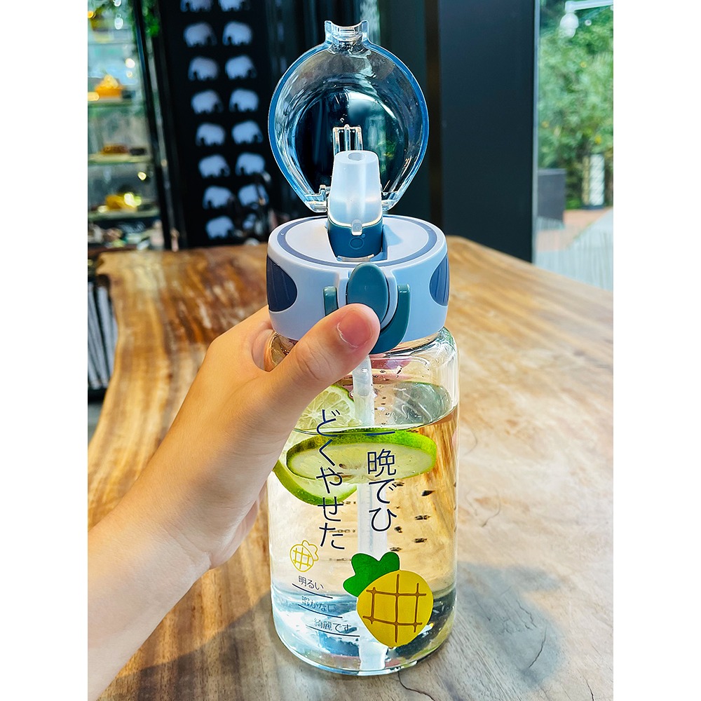 玻璃杯高顏值帶吸管水杯帶蓋茶杯ins風女生便攜防摔喝水杯子可愛-細節圖4