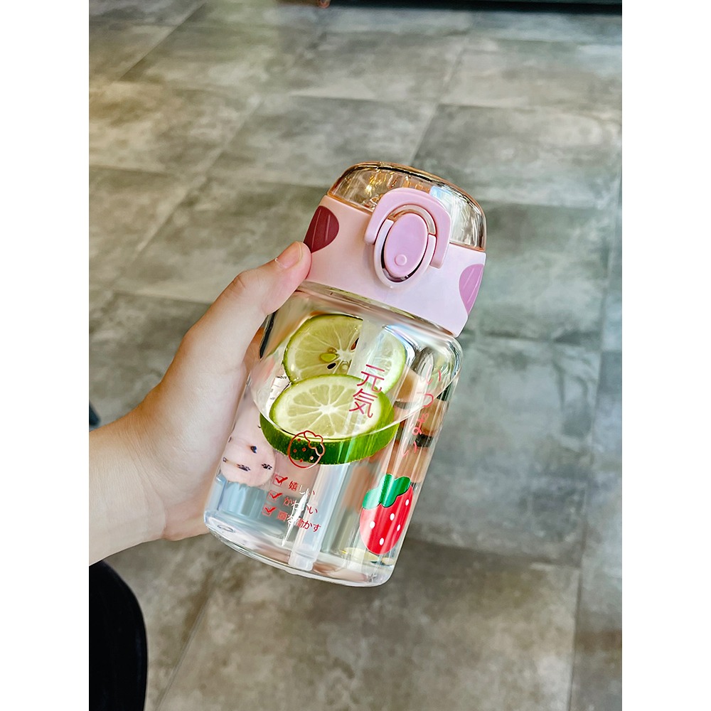 玻璃杯高顏值帶吸管水杯帶蓋茶杯ins風女生便攜防摔喝水杯子可愛-細節圖5