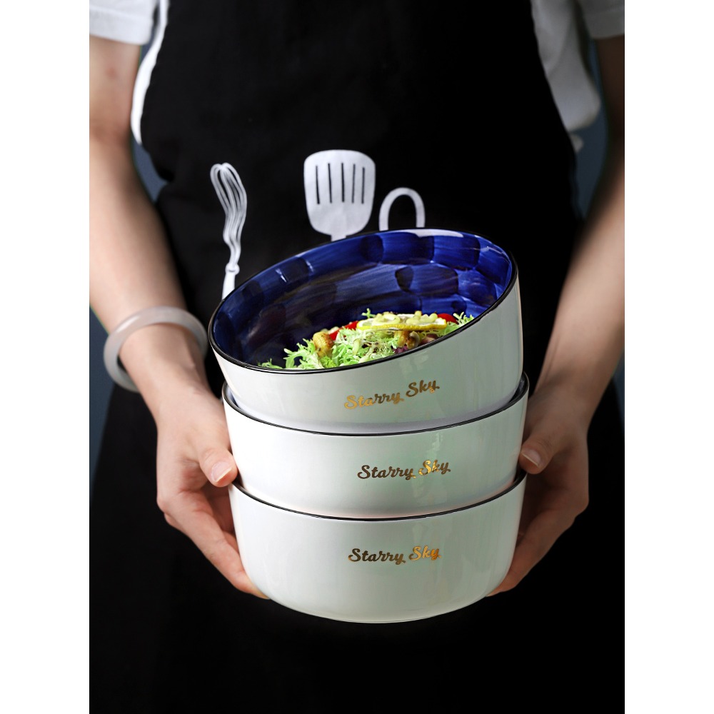 北歐陶瓷喫飯碗個性大號學生家用拉麪碗湯碗麪碗可愛日式沙拉餐具-細節圖5