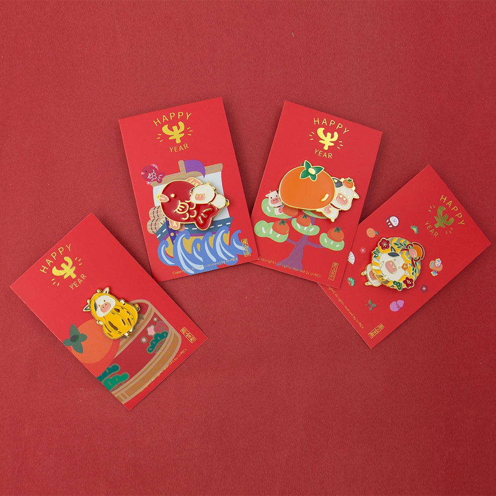牛年小禮品原創設計創意可愛祝福胸針領針配飾新年裝飾品卡通徽章-細節圖5