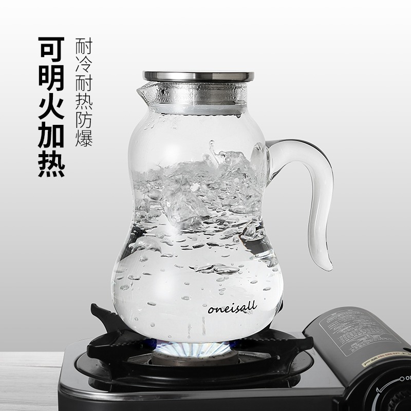 冷水壺玻璃耐熱高溫大容量家用透明套裝涼白開水瓶冰水杯可放冰箱-細節圖5