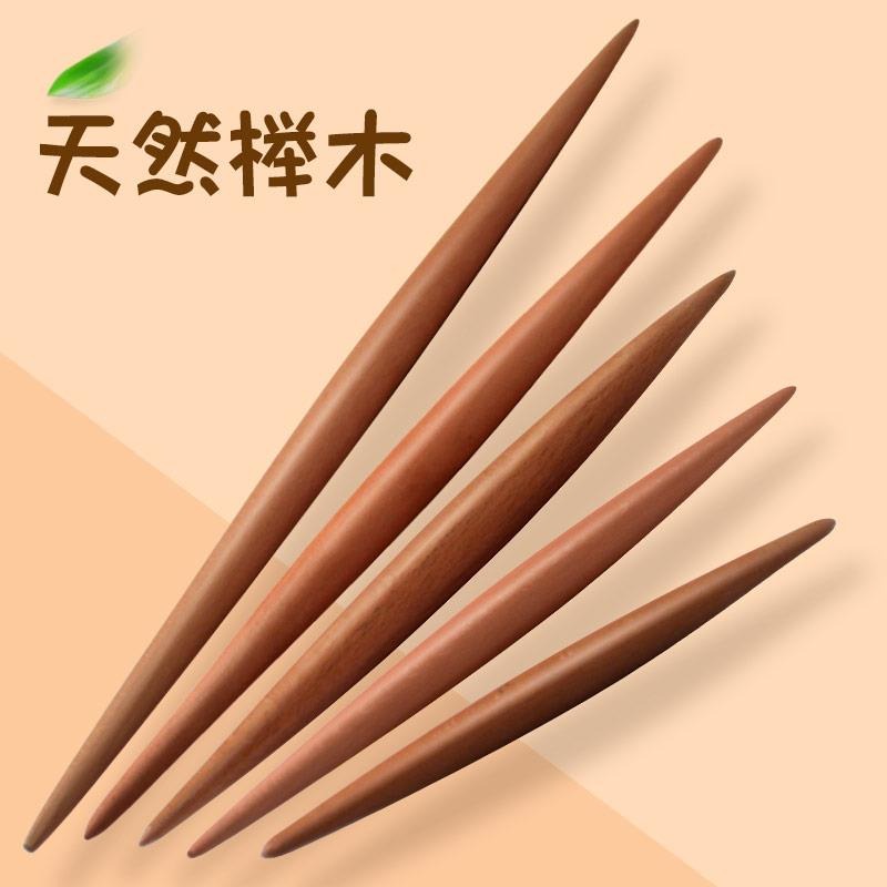 實木家用搟麪杖兩頭尖 搟餃子皮專用搟面棍 小號大號雙尖頭面棒-細節圖2