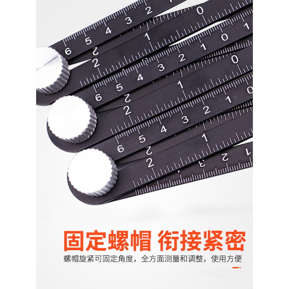 六折尺多功能折疊尺萬向四摺尺瓷磚開孔定位器萬能六角木工鋁合金-細節圖4
