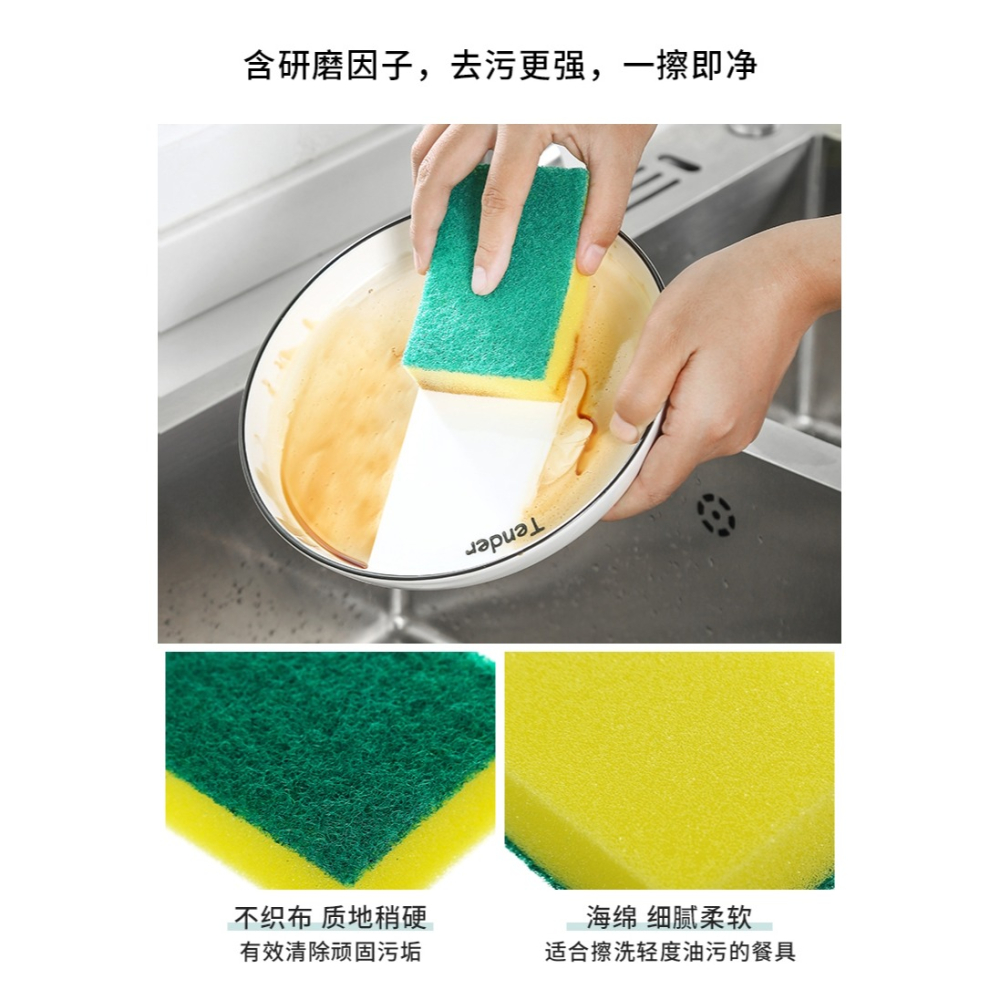 雙面清潔海綿擦家用加厚百潔布廚房用品強力去污刷鍋洗碗布-細節圖9