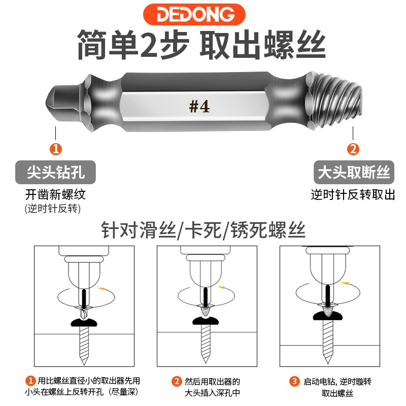 斷絲取出器 取螺絲神器滑絲萬能取絲斷頭反卸拆退起專用工具滑牙-細節圖3