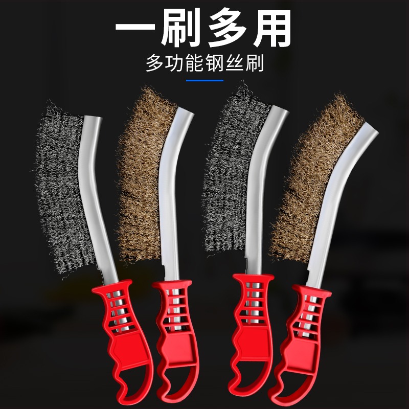 鋼絲刷 不銹鋼長柄鐵刷子廚房清潔刷燒烤鋼刷工業鐵絲刷除銹刀刷-細節圖2