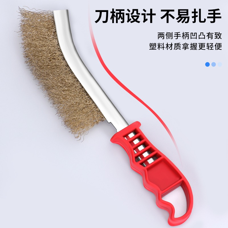 鋼絲刷 不銹鋼長柄鐵刷子廚房清潔刷燒烤鋼刷工業鐵絲刷除銹刀刷-細節圖4