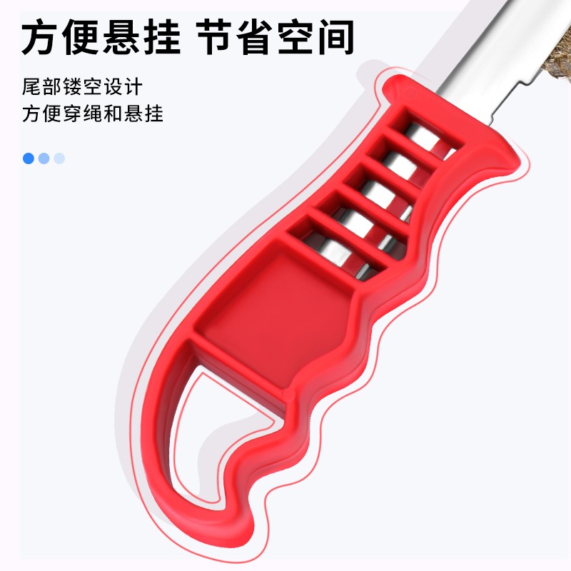 鋼絲刷 不銹鋼長柄鐵刷子廚房清潔刷燒烤鋼刷工業鐵絲刷除銹刀刷-細節圖5
