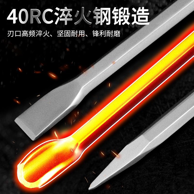 電錘沖擊鉆鉆頭 電鎬鑿子小六角U形尖鑿方柄鎬釬鏟頭鑿頭鎬頭開槽-細節圖3