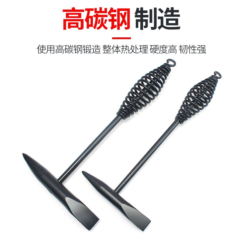 電焊工專用敲渣錘彈簧雙頭電工鉗工敲焊渣專用尖錘子焊工敲銹刨錘-細節圖2