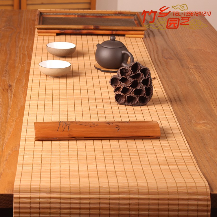 竹蓆 布藝  茶墊 禪意 桌旗 茶簾 竹蓆 竹 幹泡 茶道 隔熱 茶盤墊-細節圖2