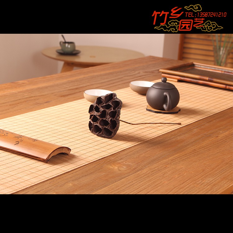 竹蓆 布藝  茶墊 禪意 桌旗 茶簾 竹蓆 竹 幹泡 茶道 隔熱 茶盤墊-細節圖3