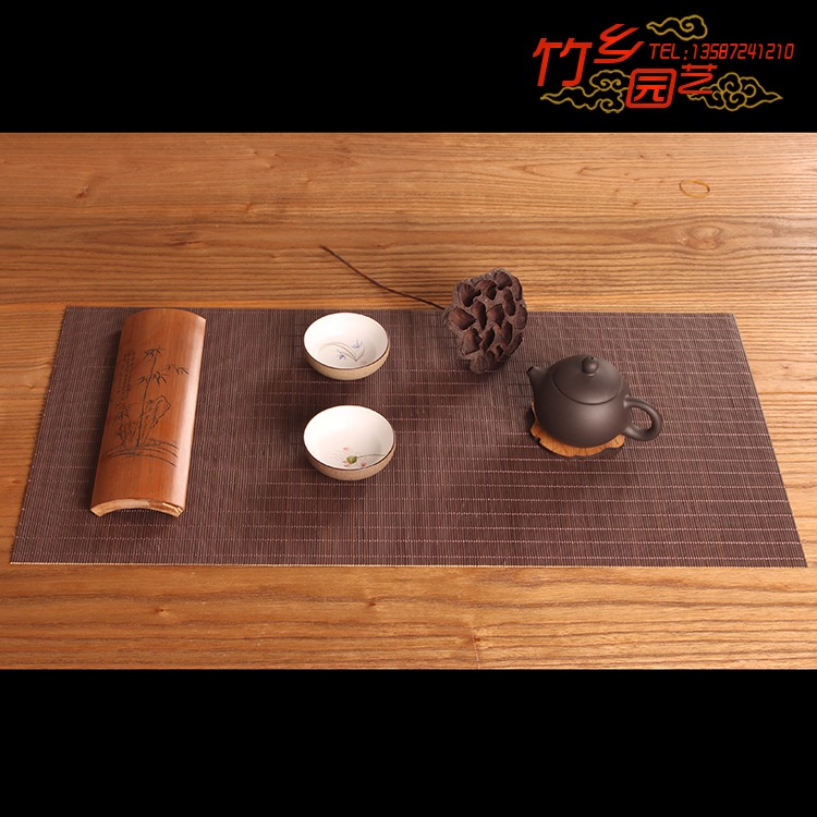 竹蓆 布藝  茶墊 禪意 桌旗 茶簾 竹蓆 竹 幹泡 茶道 隔熱 茶盤墊-細節圖4
