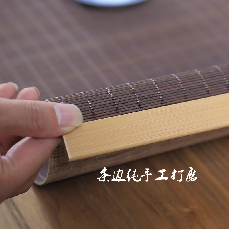 茶席 桌包邊竹蓆竹茶墊 茶簾六君子隔熱墊功夫茶幹泡墊茶盤墊-細節圖4
