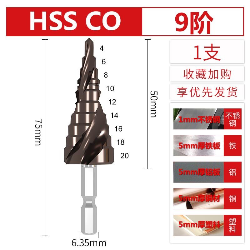 寶塔鉆頭多功能開孔器金屬打孔鋼鐵合金鋼硬階梯型擴孔鉆頭-細節圖8