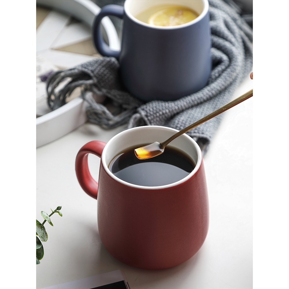 馬克杯陶瓷水杯辦公室家用泡茶杯咖啡杯情侶款喝水杯子帶蓋勺套裝-細節圖2