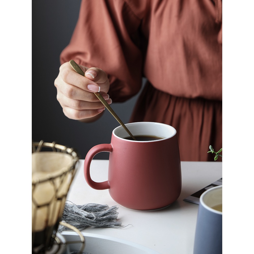 馬克杯陶瓷水杯辦公室家用泡茶杯咖啡杯情侶款喝水杯子帶蓋勺套裝-細節圖4