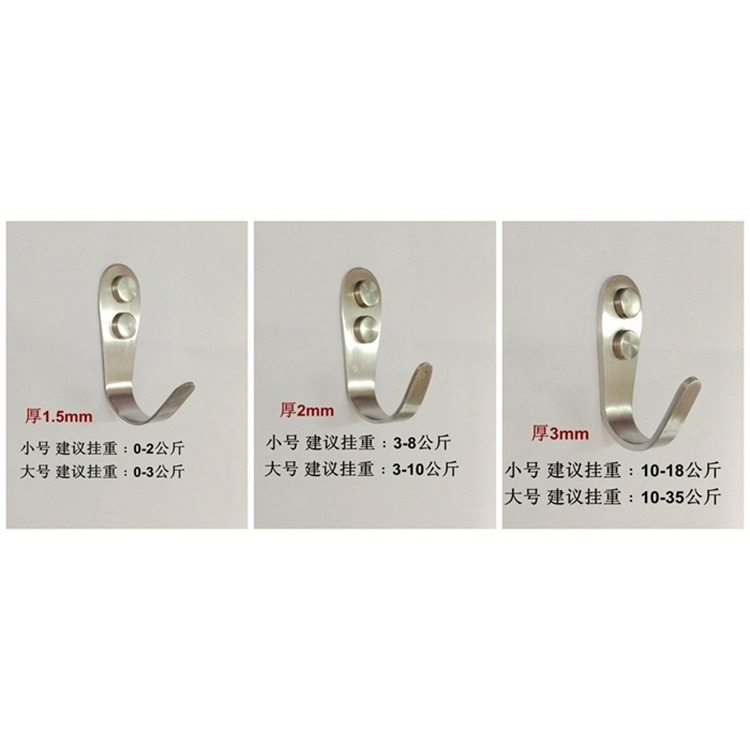 加厚不銹鋼單個掛鉤墻壁衣櫃廚房單鉤衛生間門後實心掛衣帽衣鉤勾-細節圖10