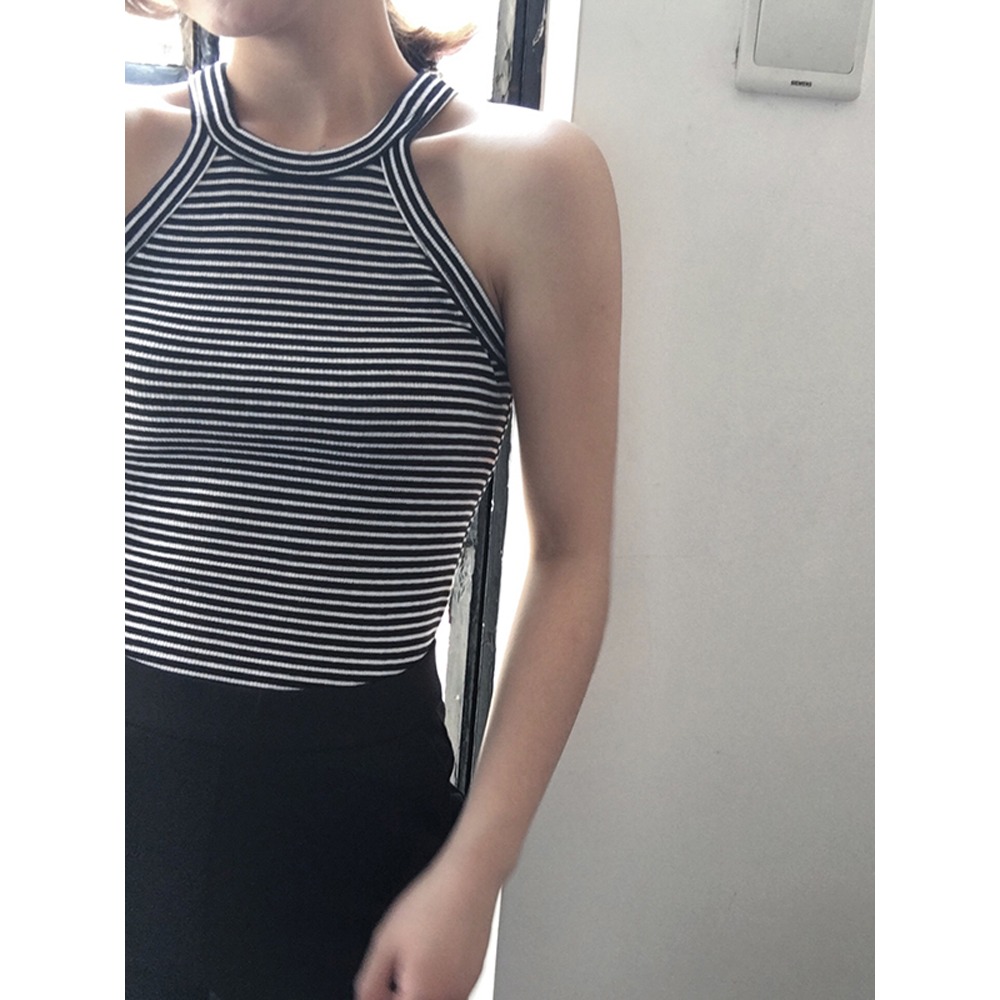 夏季女裝外穿運動法式小背心無袖掛脖吊帶打底衫甜辣上衣內搭ins-細節圖2