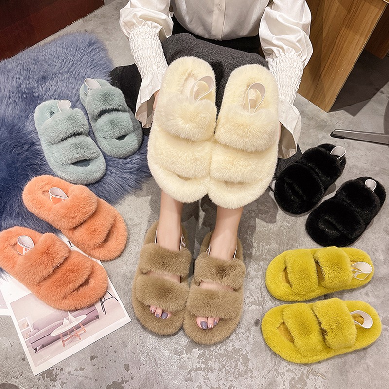 毛毛鞋女外穿2021新款秋冬季居家厚底加絨保暖防滑拖鞋女港風時尚-細節圖5