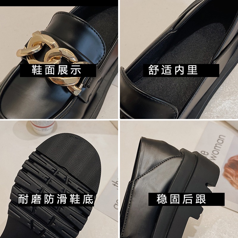 小皮鞋女英倫風2021今年新款夏季薄款jk女鞋黑色厚底樂福鞋女單鞋-細節圖5