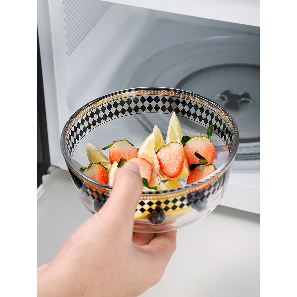 高顏值家用餐具耐熱透明玻璃湯碗泡麪碗沙拉碗裝菜碗碟大套裝組合-細節圖4